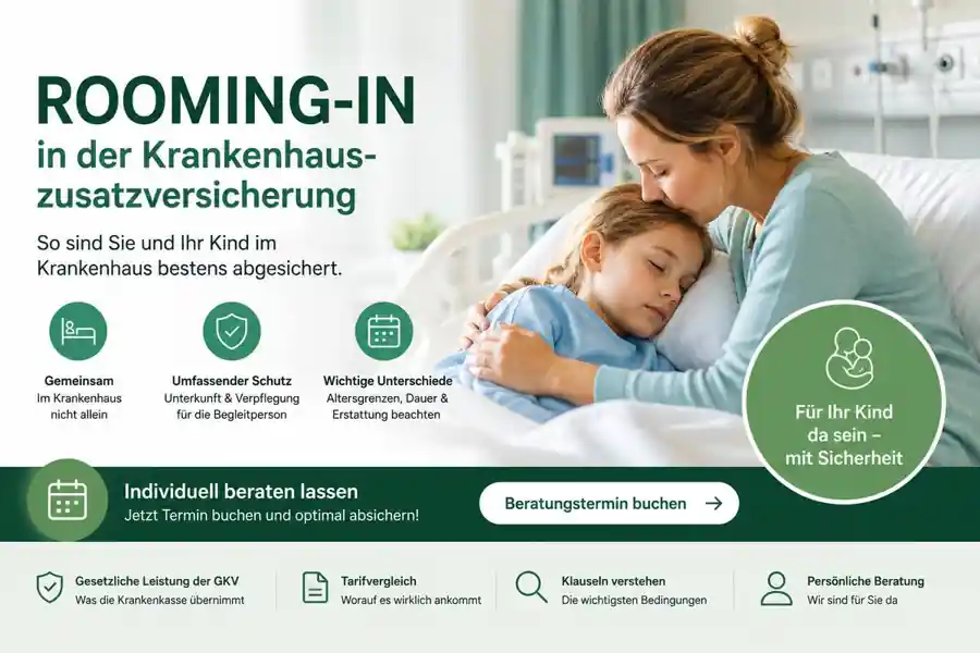 Kind im Krankenhaus mit begleitendem Elternteil beim Rooming-in